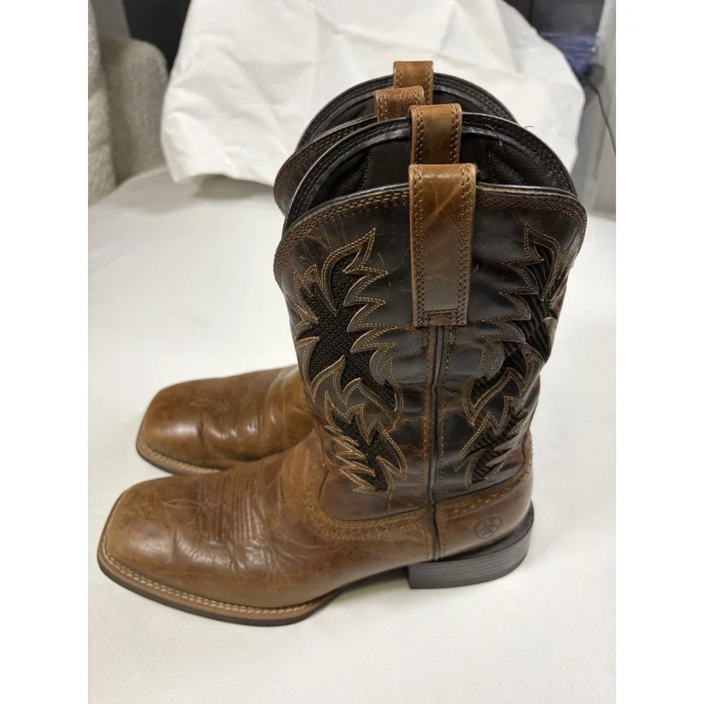 Ariat Sport Cool VentTEK Western Cowboy Boots Mens 9.5D Wide Square Toe 10031446